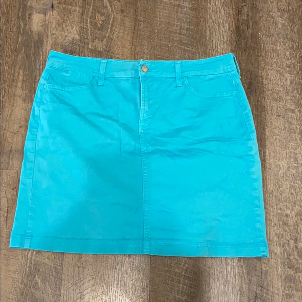 Teal Denim Pencil Skirt